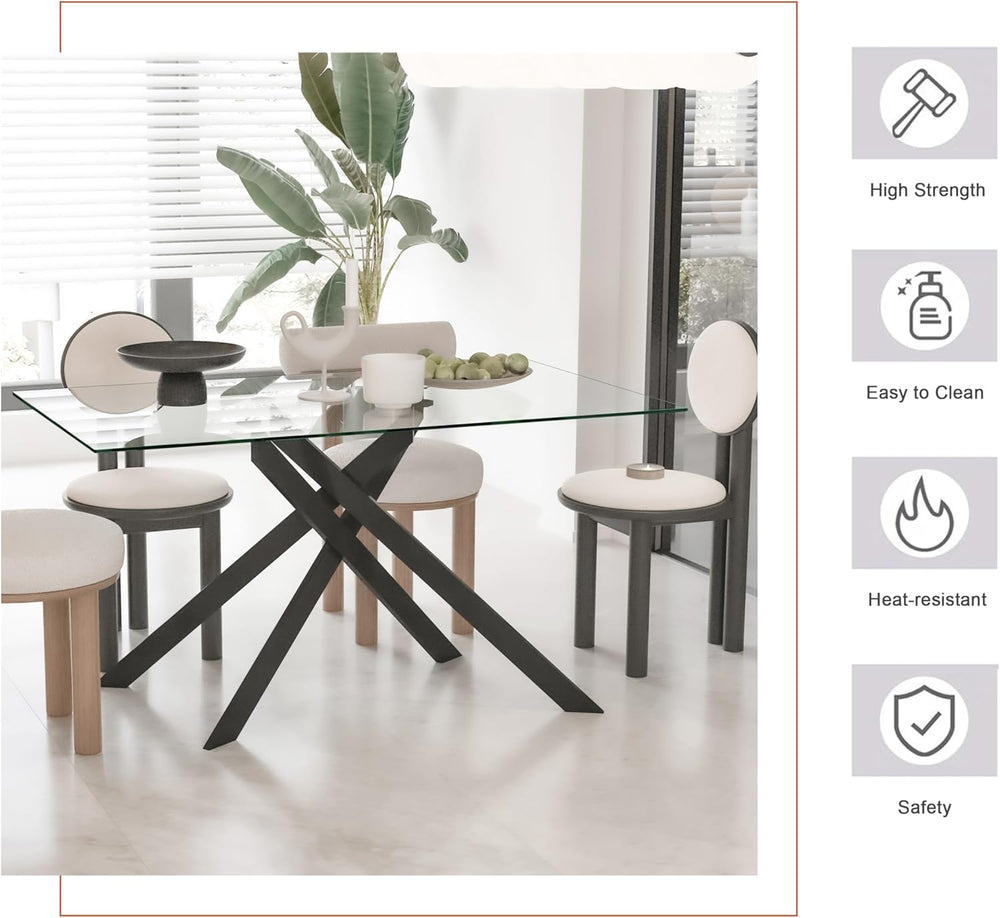 Modern Dining Table for 4-6 People, 51" Rectangle Dining Room Table with...