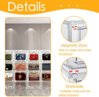 4Pack Purse Organizer for Closet Clear Acrylic Display Case Handbag Storage Organizer Box with Magnetic Door Stackable Storage Bins with Dustproof Lid for Book Toys Shoes Cosmetic Collectibles