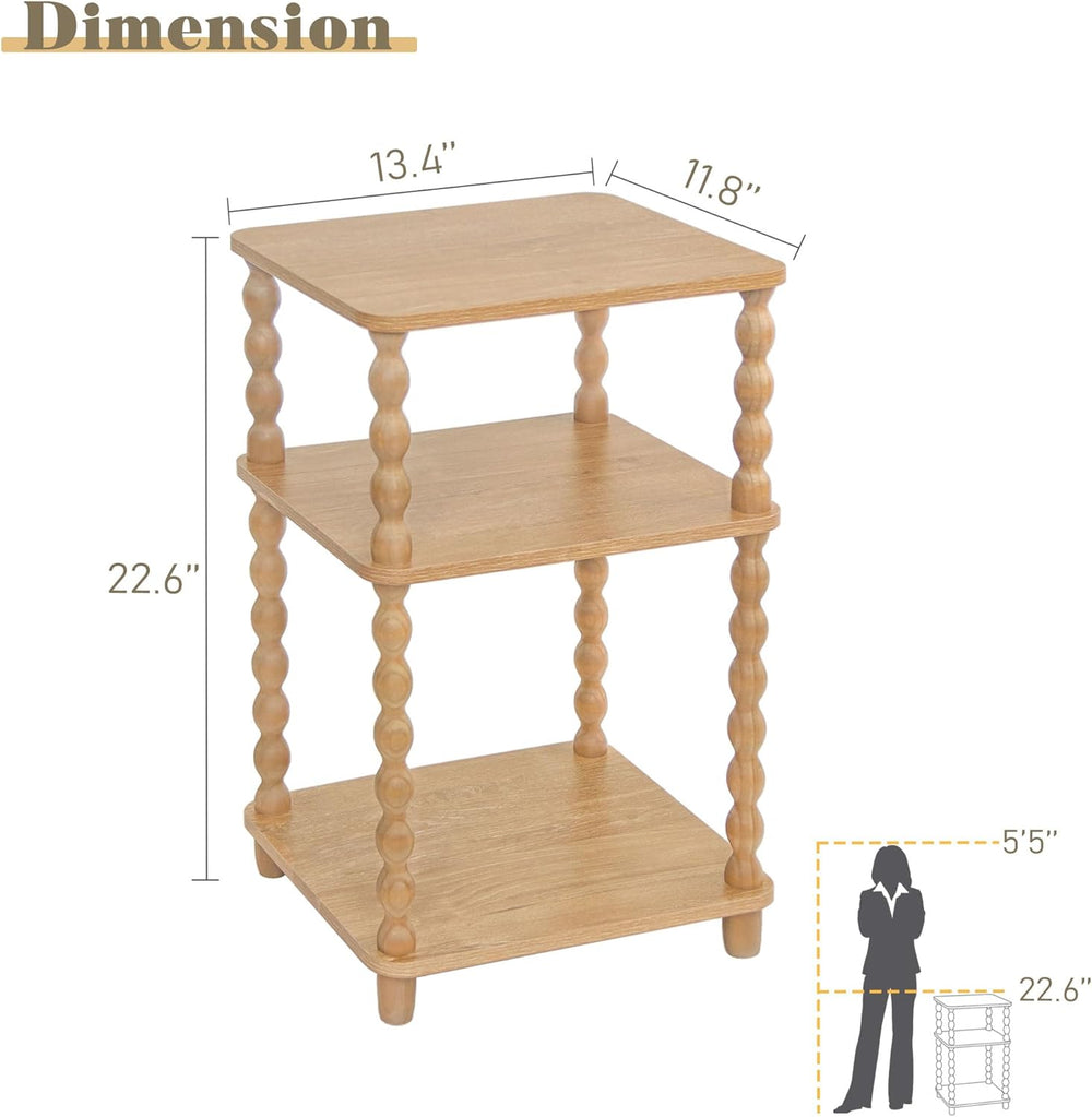 Fultyle End Table, Modern Side Table with 3 Tier Open Shelf, Small Table Bed ...