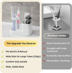 Toothbrush Holder with Cup/Cover Contains 2 Slots, Bathroom Counter Organizer for Electric Toothbrush, Toothpaste, Razors & Small Comb, Tooth Paste Holder for Home Hotel Countertop, White