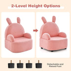 INFANS Kids Sofa with Footstool, 2 Seat Toddler Upholstered Couch, Children Armrest Chair Lounge for Nursery Kindergarten Kids Room Boys Girls, Sturdy Wood Construction Velvet Surface (Rabbit)