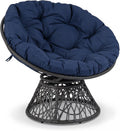 Giantex Wicker Papasan Chair with Soft Thick Cushion and High Capacity Metal Frame, 360° Swivel Ergonomic Lounge Reading Chair for Living Room, Bedroom, Patio, Indoor Outdoor Use (Navy Blue)