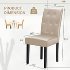 Furmax Ergonomic Dining Chairs Set of 2, PU Leather Dinning Room Chairs, Button Tufted Kitchen Chairs with Adjustable Wood Legs for Kitchen Living Room (Leather Beige, 2)