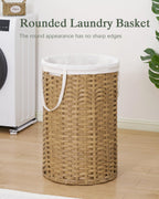34.3 Gal (130 L) Large Laundry Hamper Laundry Basket Round Handwoven Wicker Laundry Baskets Rattan Laundry Basket with Removable Bag Handles 2 Mesh Bags for Living Room Bedroom Natural
