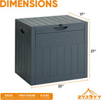 ZYJOYY 33 Gallon Resin Deck Box, Weatherproof Outdoor Storage Box for Patio, Garden, Pool, and Yard, Lockable Waterproof Bin for Tools, Cushions, and Accessories, Grey