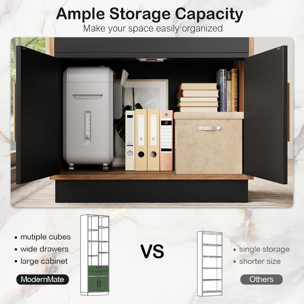 ModernMate 73.3" Bookcase with 2 Drawers and Doors, 8 Storage Cubes