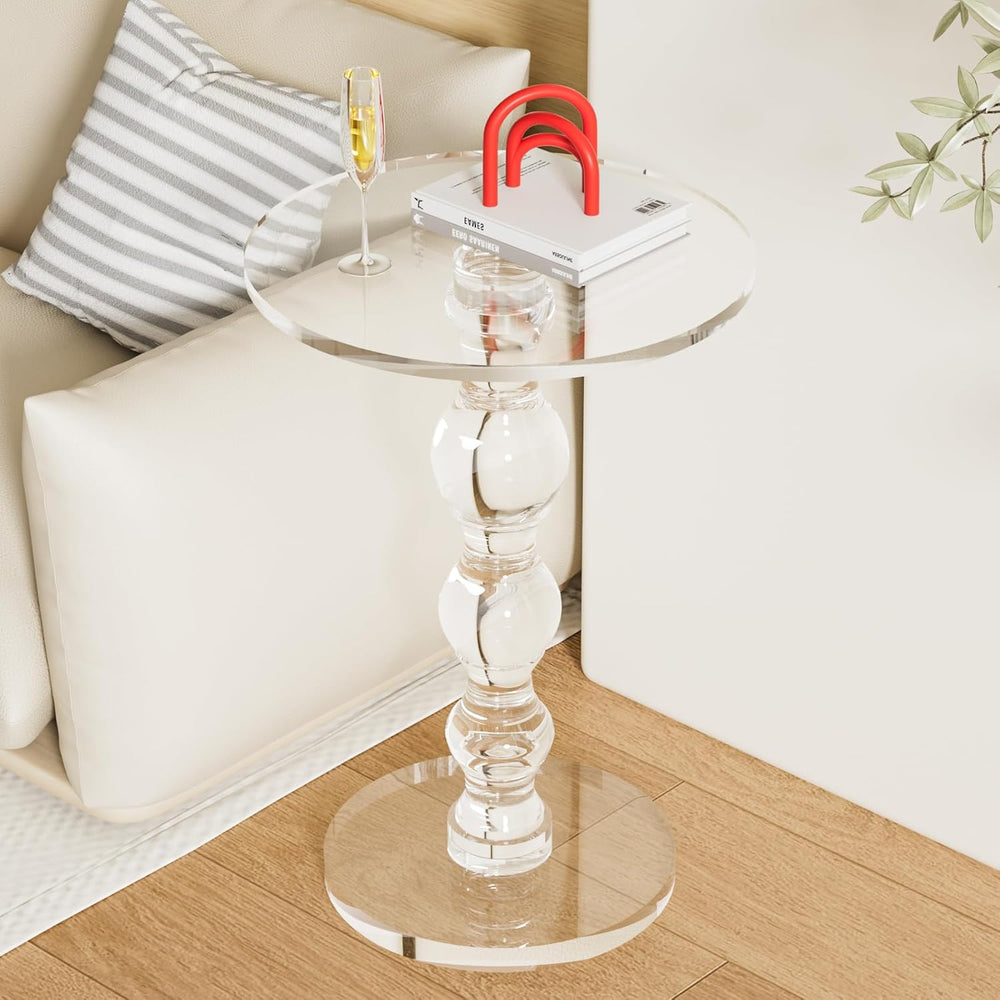 Acrylic Side Table, Acrylic end Table, Clear Small Round Side/End Tables with...