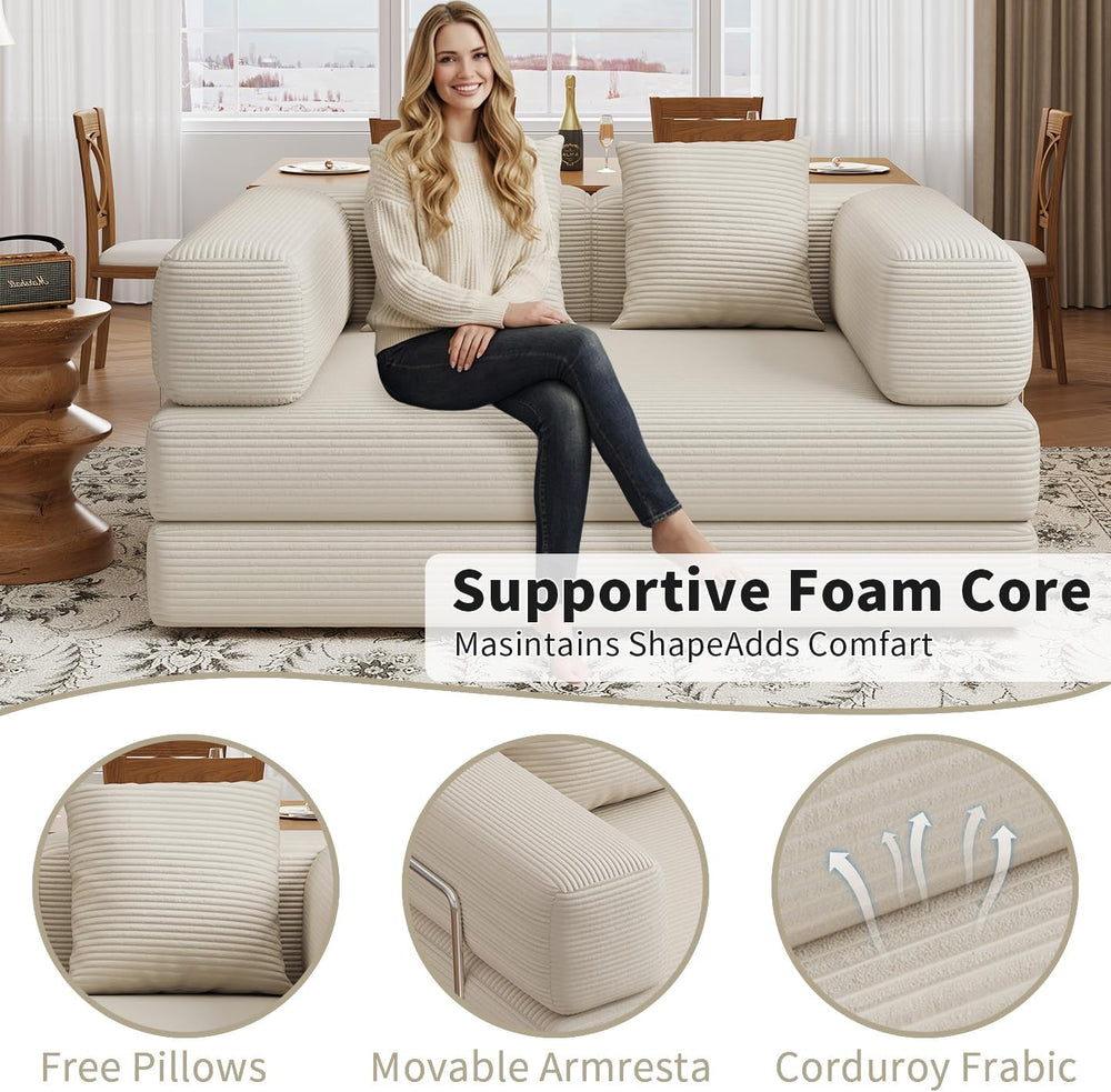 BSHOMGI 4 in 1 Convertible Sofas Couches, Modern Corduroy Futon Bed, Modular ...