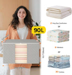 6 Pack Clothes Storage Bags - 90L Blanket Organizers and Storage for Closet Large Storage Bins with Lids and Zipper Storage Containers for King Comforter, Pillow and Sweater (Grey, 6 Pack)
