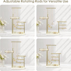 SZQINJI 5 Tier Jewelry Holder Organizer, Gold Jewelry Stand with Velvet Bracelet Holder, Adjustable Height Jewelry Display for Necklaces, Bracelets, Earrings, Rings, Gift Idea for Women, Beige