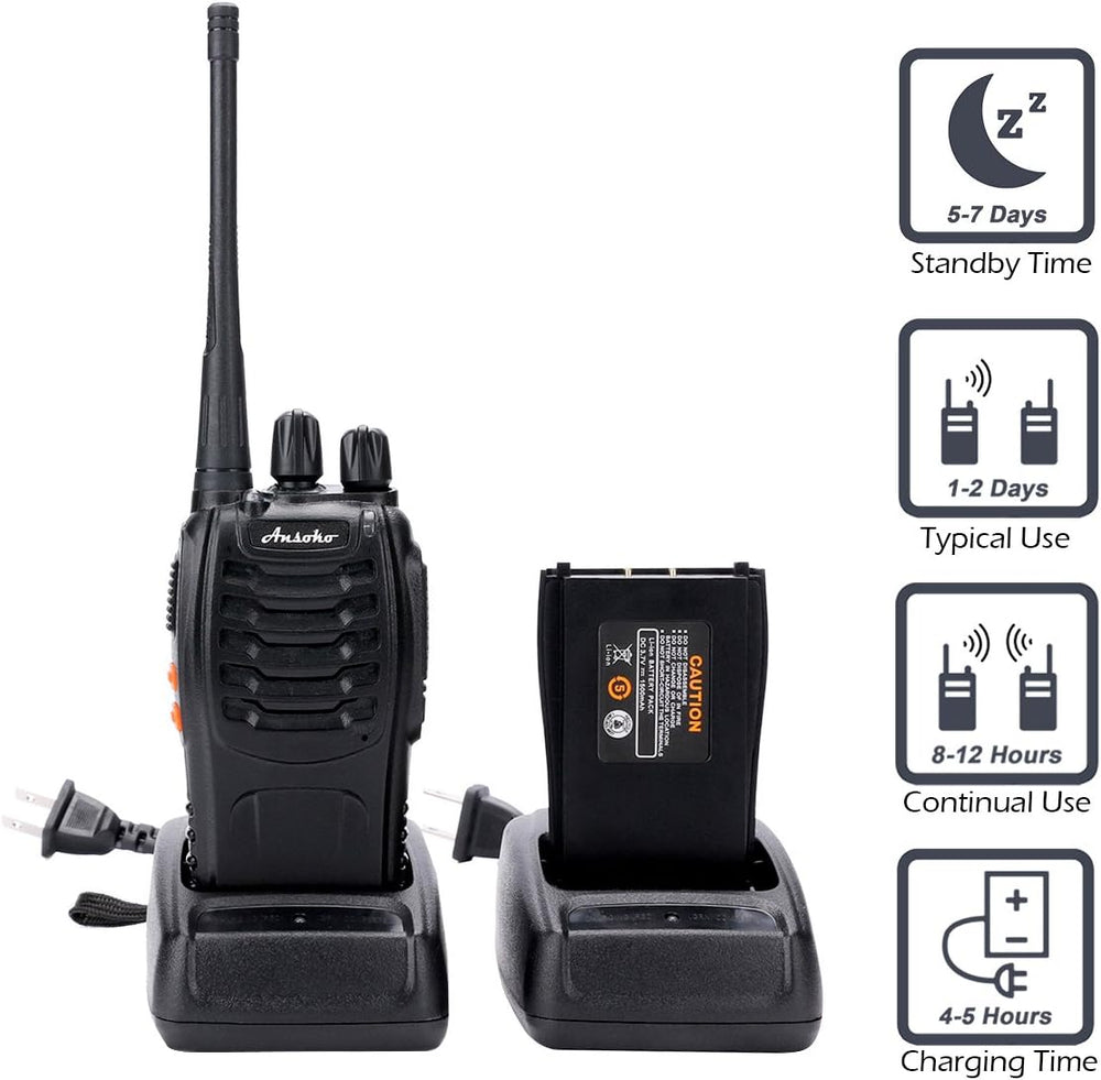 Walkie talkies 10 Pack Long Range Rechargeable 2 Way Radio UHF 16-Channel wit...