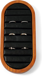 Solid Wood Jewelry Display Tray for Rings & Stud Earrings - Black Small Jewelry Organizer Tray for Retail Store, Home Vanity or Gift (9.45"x4.33")