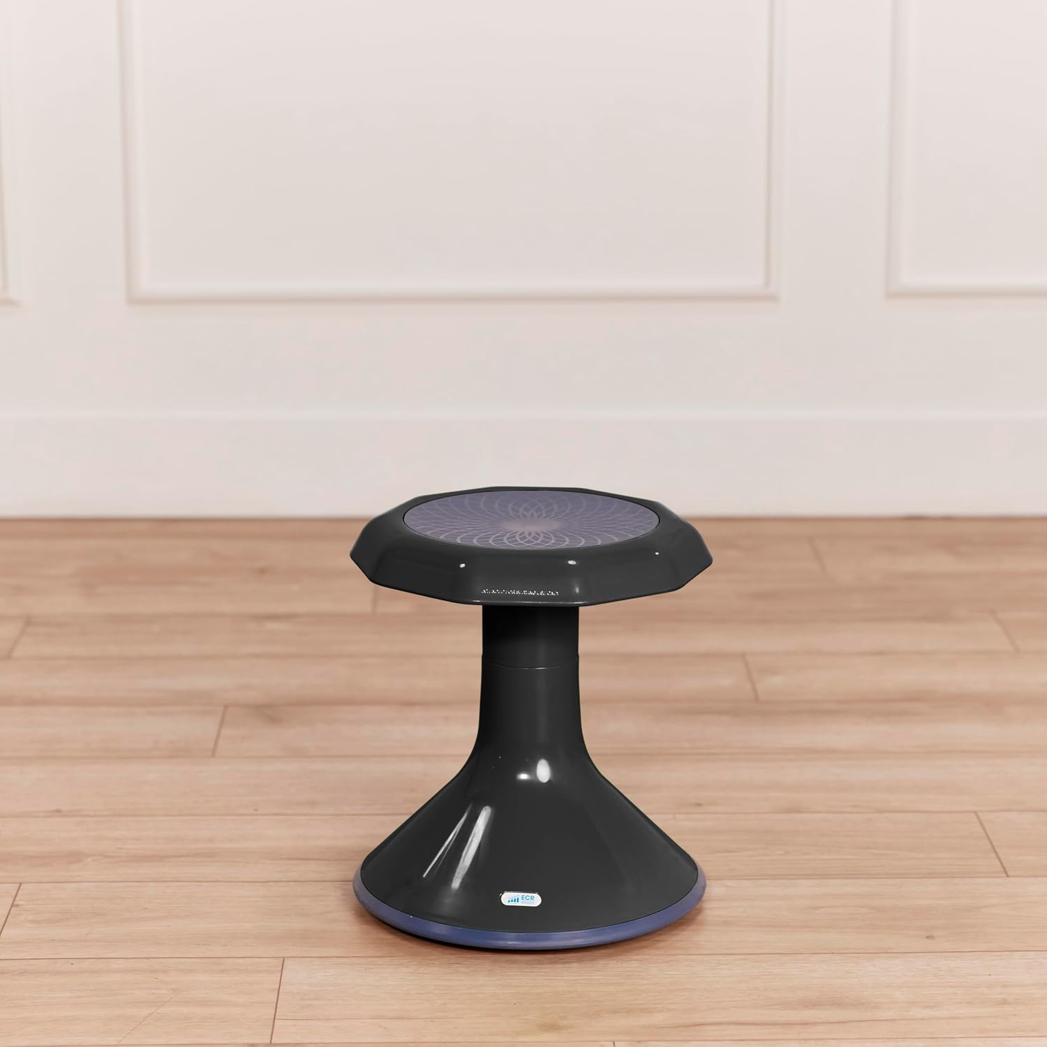 ECR4Kids ACE Active Core Engagement Wobble Stool, 15-Inch Seat Height, Flexible Seating, Black | Durable plastic, GREENGUARD Gold Certified, 7-9 years, 150 lb capacity, fully assembled, flexible seating for classroom use