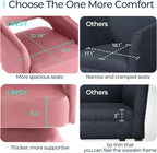 LINSY Swivel Barrel Chair, 360 Modern Swivel Accent Chair Boucle Swivel Chair Round, Pink Velvet Chairs with Arms, Small Barrel Chair for Small Spaces Bedroom Living Room