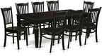 East West Furniture LGGR9-BLK-W 9 Piece Modern Dining Table Set Includes a Rectangle Wooden Table with Butterfly Leaf and 8 Dining Chairs, 42x84 Inch, Black