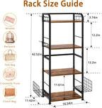 4-Tier Purse Organizer for Closet with 3 Side Hooks and 2 Baskets, High Capacity Purse Rack Stand for Purse Storage, Metal & Wood Handbag Holder for Handbag Organizer, Patent Pending