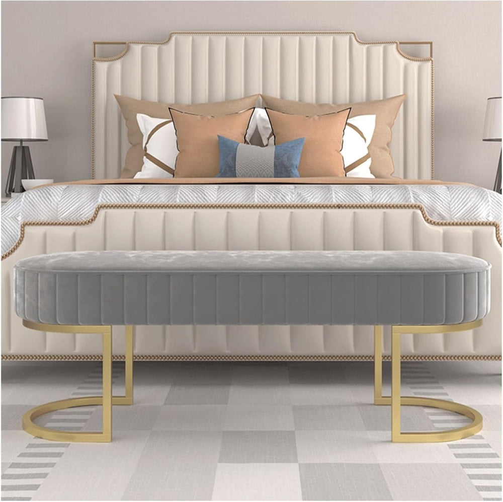Modern Elegant Velvet Entryway Bench, Upholstered Tufted Bedroom End of Bed O...
