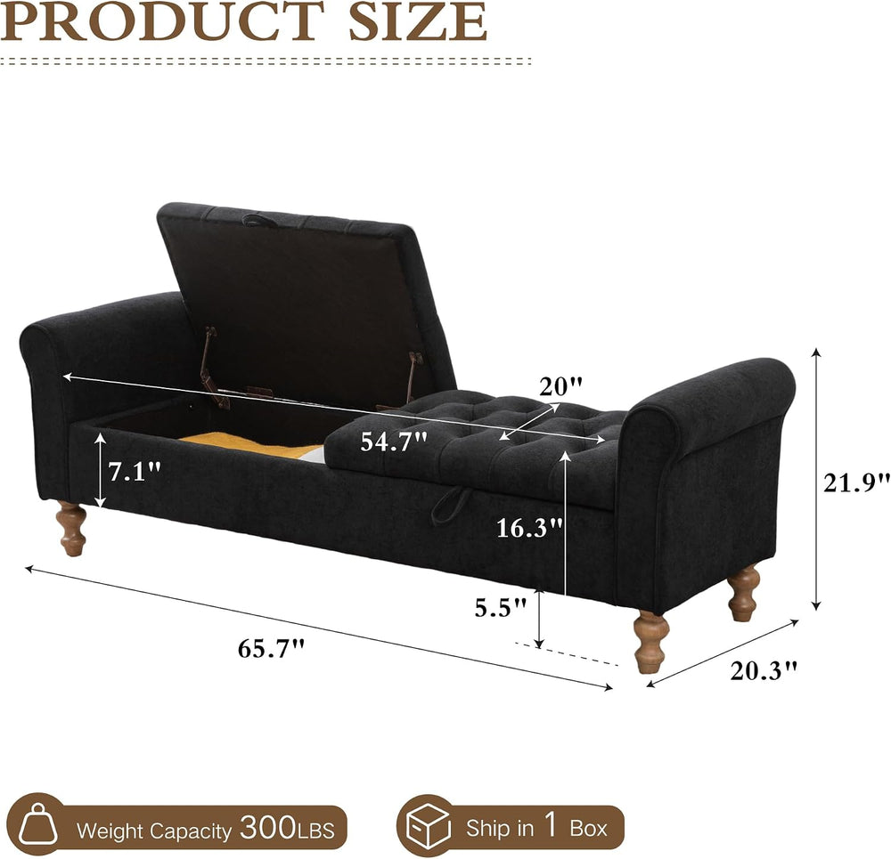 Chifee & Vingol 65" Storage Ottoman Bench Upholstered End of Bed Ben...