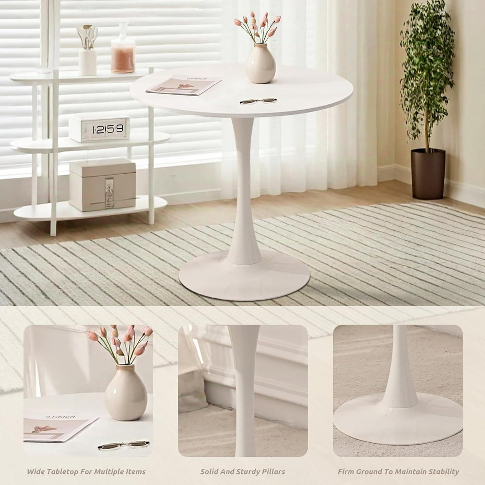 Dining Table and Dining Chair Set 31.5" White Round Table&2 Boucle U...