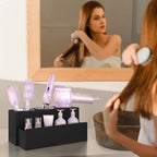 Hair Tool Organizer, Detachable Acrylic Hair Dryer Holder for Bathroom, Hair Styling Accessories Curling Iron Hot Tools Organizer with 3 Cups, Countertop Vanity Storage (Matte Black)