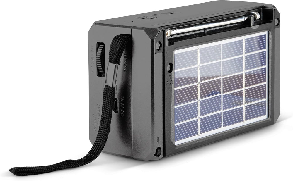 QFX R-37 6-Band (AM, FM, SW1 - SW4) Bluetooth LED Flashlight Solar Radio (202...
