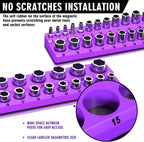 Magnetic Socket Organizer Set, 3-Piece Socket Holder Trays for 1/4" 3/8" 1/2" Drive Sockets, Organizes 68 Metric Sockets, Purple Tool Box Organizer (Sockets Not Included)
