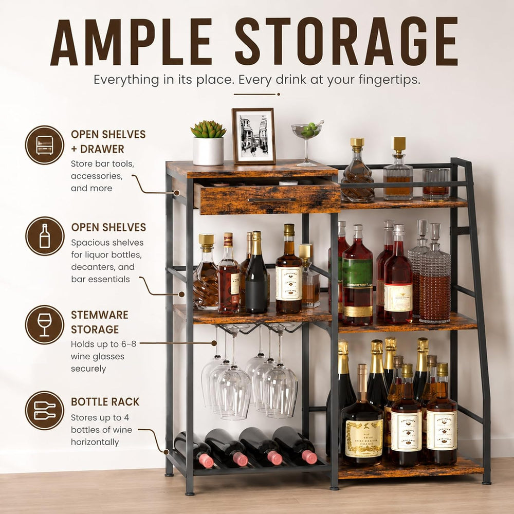 Homde Wine Rack Freestanding Floor: 3-Tier Liquor Bottle Display Stand | Vint...