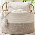 KAKAMAY Large Blanket Basket with Handles, Storage Basket for Living Room | Extra Large Capacity | Natural Cotton Rope | Blanket Storage | Woven Storage Basket | Stuffed Animal Storage | Laundry Basket