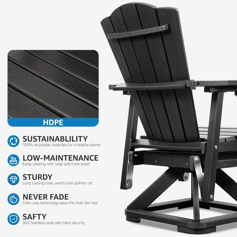 LETKIND Adirondack Swivel Glider Chair, Weather Resistant Adirondack Outdoor ...