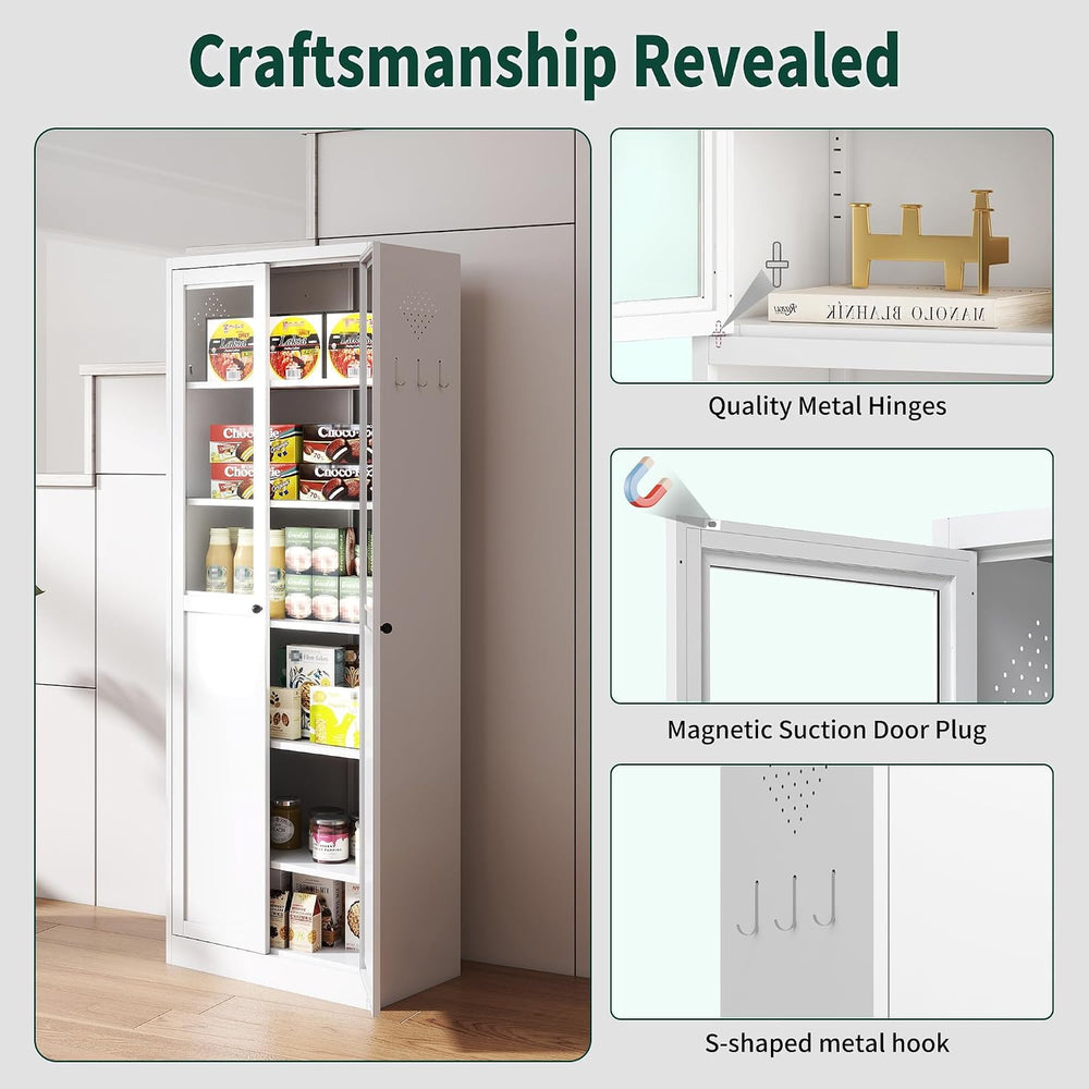 Kitchen Pantry Cabinet, 72" Tall Farmhouse Storage Cabinet, Kitchen Stor...