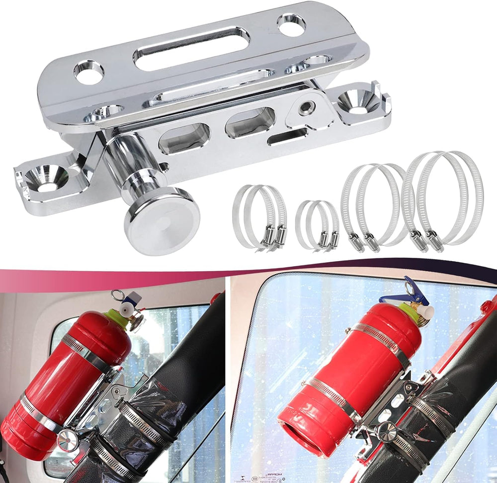 Chrome Quick Release Fire Extinguisher Mount Roll Bar Extinguisher Mounting B...