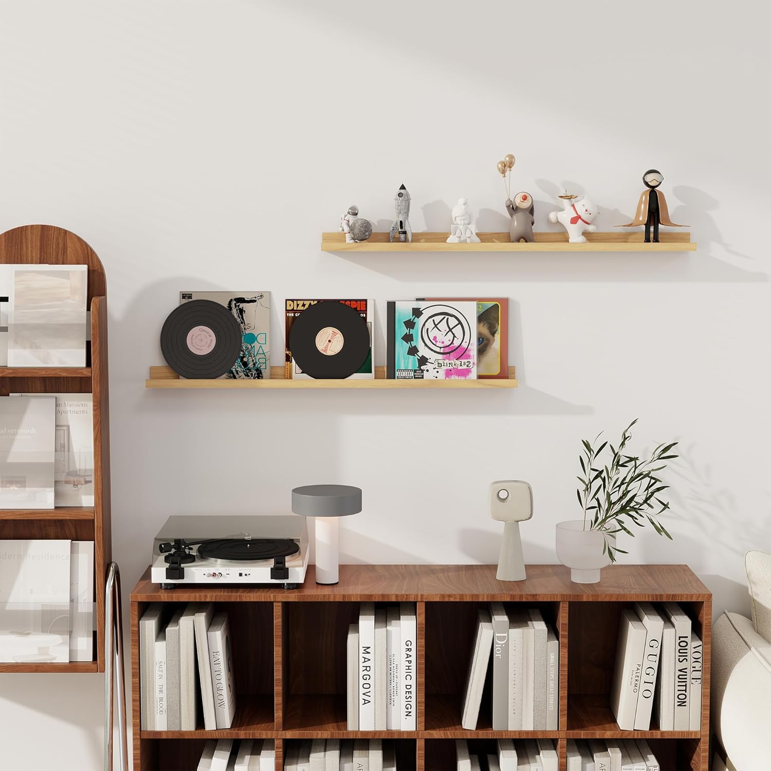 Axeman Oak Floating Shelves - Picture Ledge Shelf Set of 2-36 Inch Floating Shelves with Lip - Oak Picture Shelf for Wall with Ledge - Photo Ledge Shelves for Pictures Nursery Books