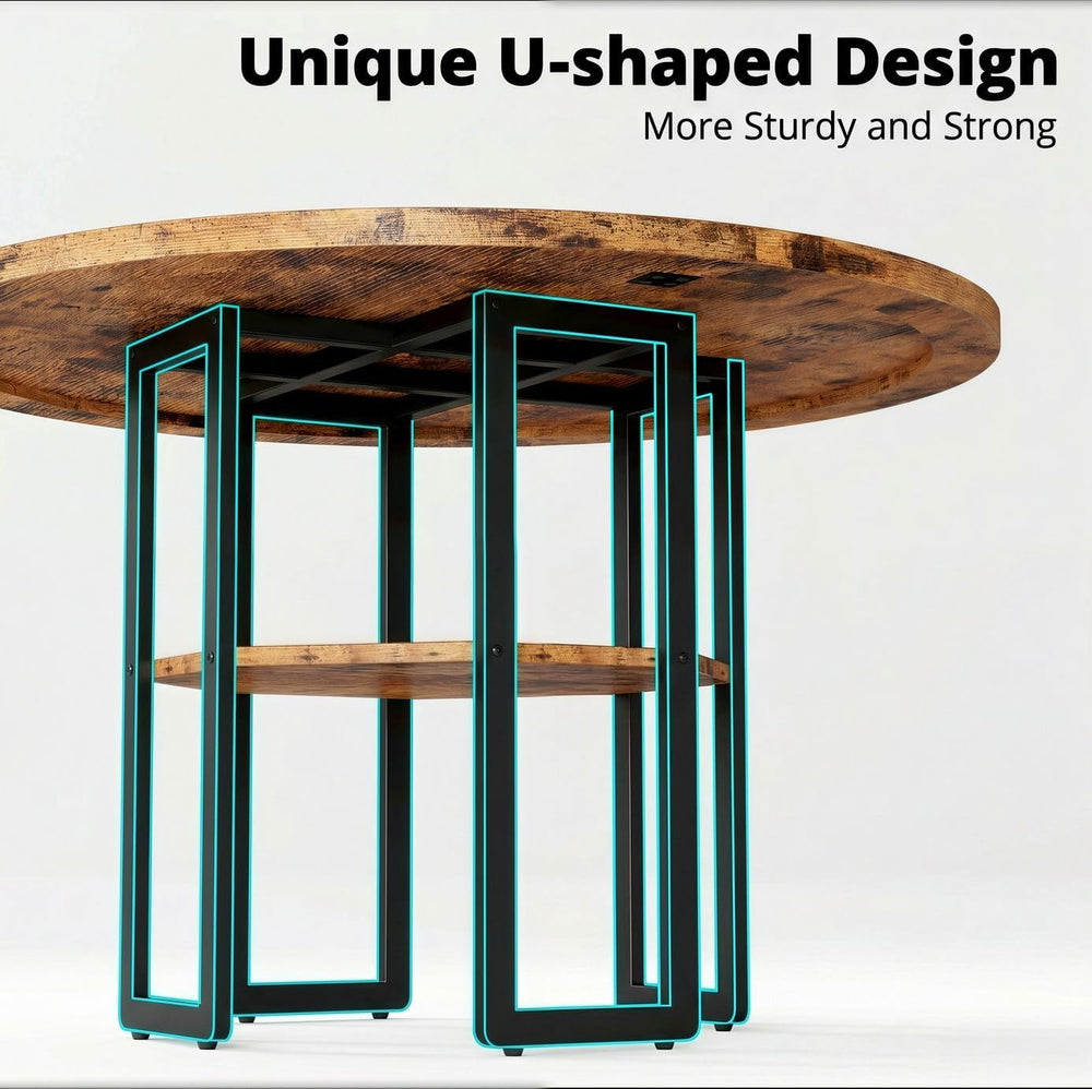 IRONCK Dining Table Set for 4, Round Dining Table and Chairs, Kitchen Table a...