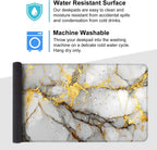 White Marble Mouse Pad – Large Extended Desk Mat 35.43 x 15.75 in – Elegant Gold Vein Design, Non-Slip Rubber Base, Waterproof Surface, Keyboard & Mouse Pad for Office, Gaming, Home Decor