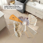 RFOUO Clothes Drying Rack Tripod,Foldable Portable Laundry Drying Rack with Wooden 16 Rods, Space-Saving Freestanding Clothes Rack for Indoor Outdoor, Apartment, Bedroom, Laundry Room