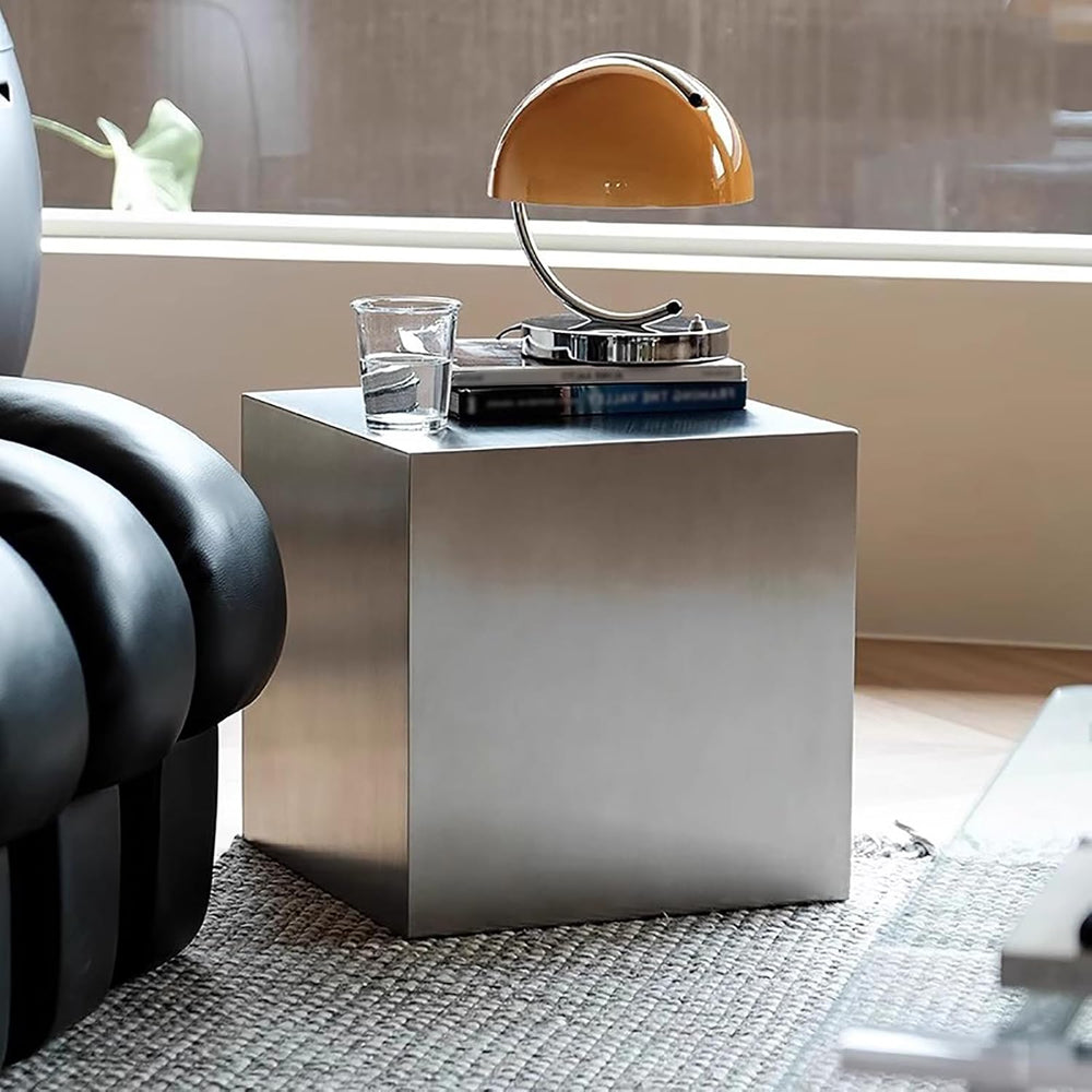 Metal Square Sofa Side Table, Cube End Table Small Coffee Table Industrial Be...