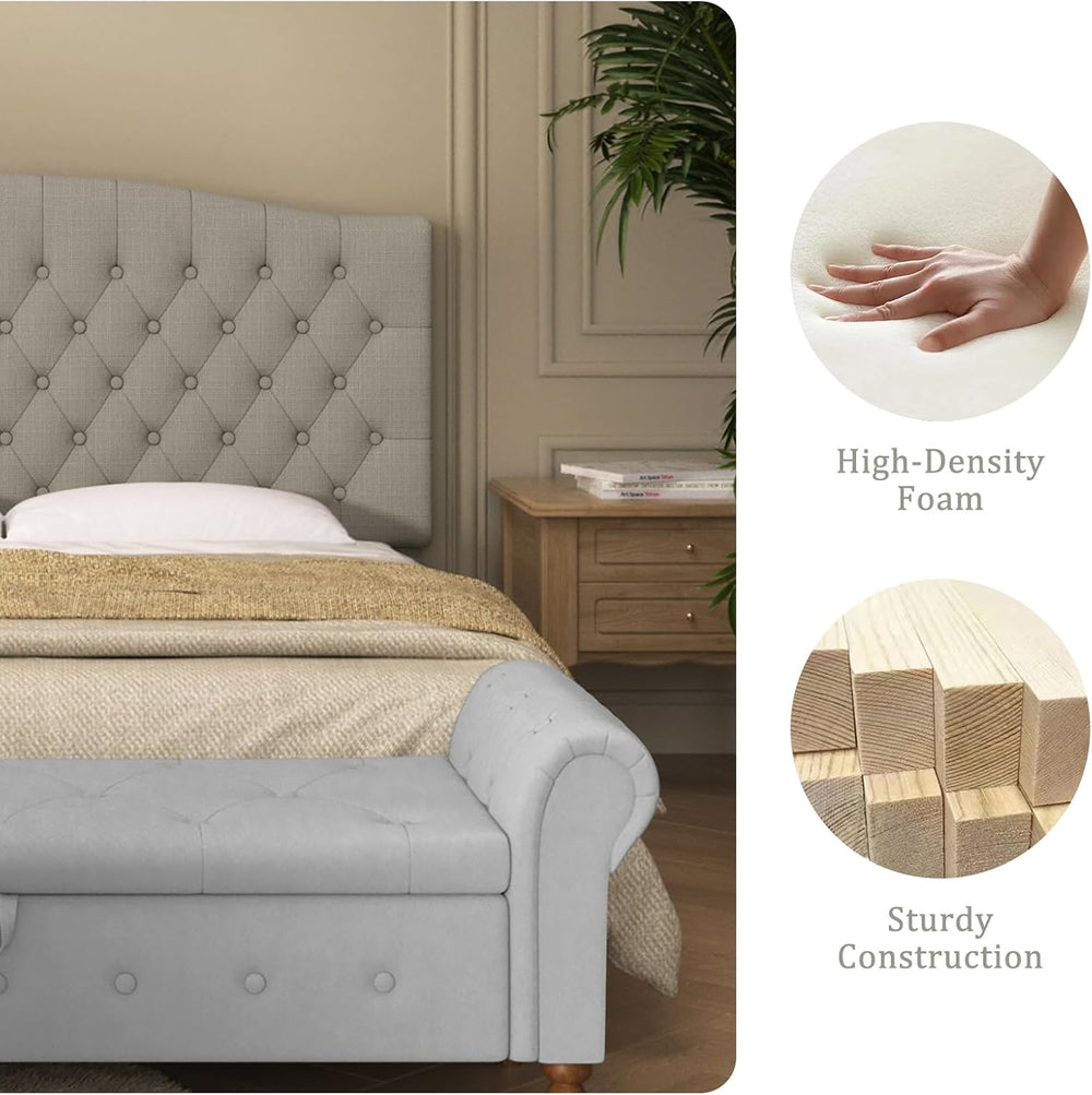 Furpopup Linen Upholstered Headboard Queen/Full Size Latest Model Wall Mount,...