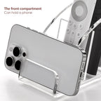 DINGHUO Acrylic 5 Compartments Remote Control Holder, Multi-functional Bedside Couch Living Home TV Remote Holder, Clear Desk Caddy Makeup Pen Organizer for Office Supplies Glasses Media Player