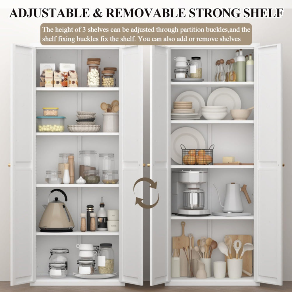 Extra Tall 2-Door Metal Storage Cabinet, 71-Inch Pantry Cabinet with Adjustab...