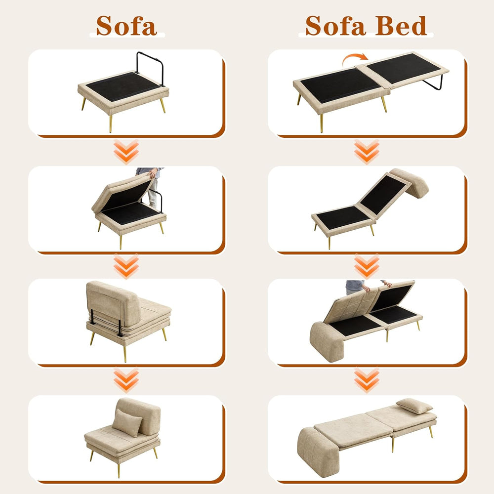 wanan 3-in-1 Convertible Sleeper Chair Bed, Futon Sofa Chair with Back Suppor...