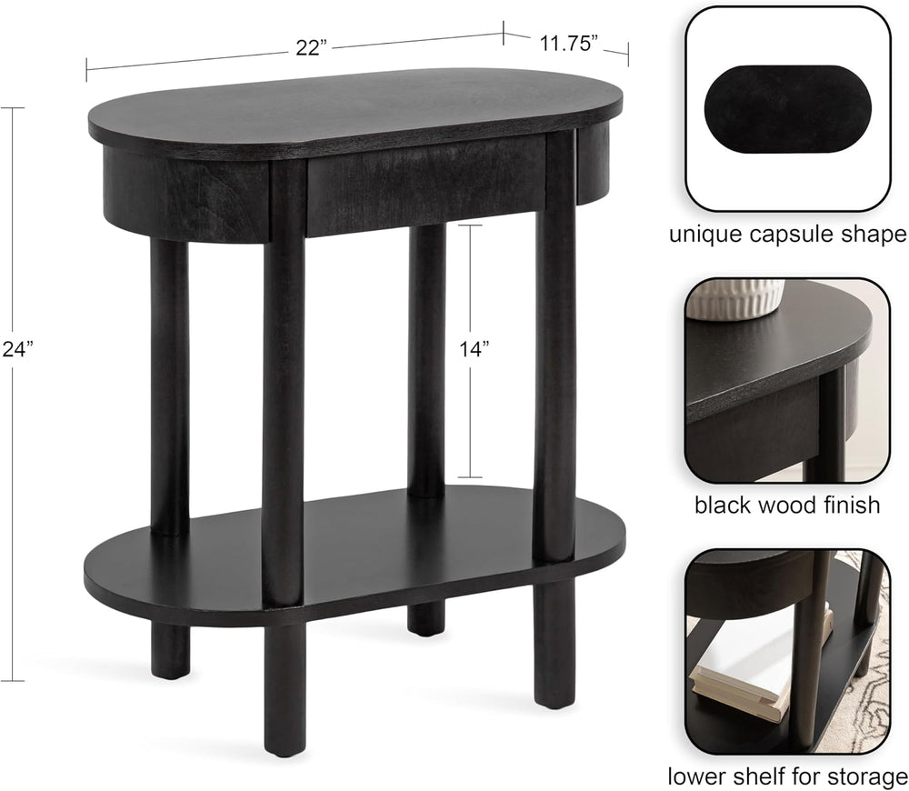 Kate and Laurel Koji Modern Tiered Rectangular Side Table; 22 x 12 x 24; Blac...