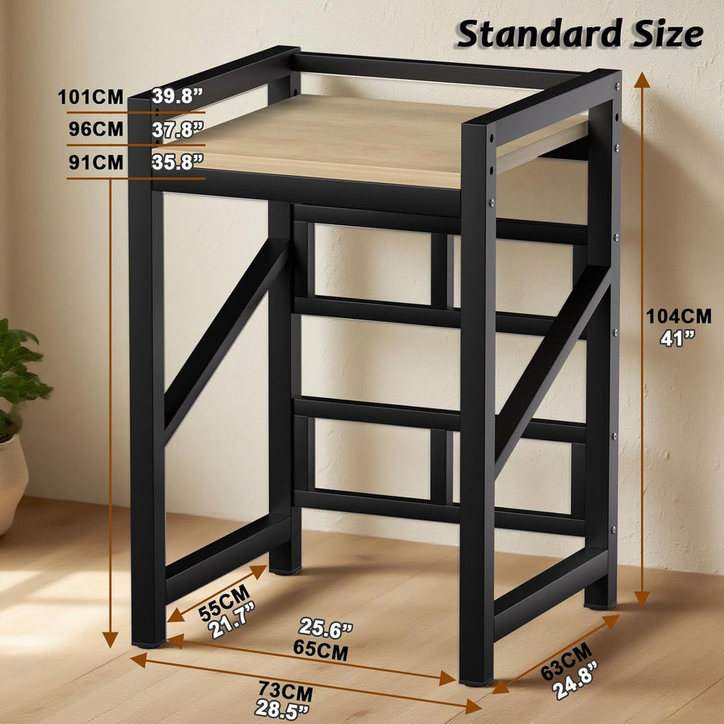 Over The Washer and Dryer Storage Shelf, Widen & 3 Height Adjustable Stacking Rack, Space Saver Washer Dryer Stacking Kit, Thicker Metal Washer Shelf for within 25.5" width (Black, 25.5 Inch)