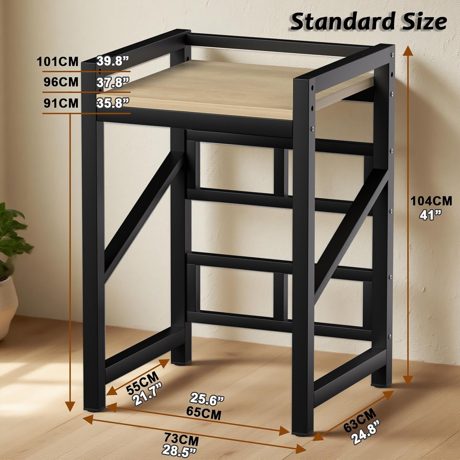 Over The Washer and Dryer Storage Shelf, Widen & 3 Height Adjustable Stacking Rack, Space Saver Washer Dryer Stacking Kit, Thicker Metal Washer Shelf for within 25.5" width (Black, 25.5 Inch)