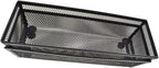 HAHIYO Stackable Mesh Tray Cup 9 x 3 x 2 inches Sturdy Container for Desk Drawer Organizer Collection for Home Office School kitchen Soft Foam Feet No Sharp Edges 2 Pack Black