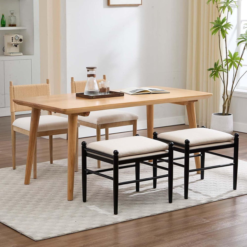 Kmax Ottoman Bench, 19 Inch Tall Vanity Makeup Chairs No Wheels, Upholstered ...