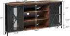HOMISSUE Corner TV Stand for 55 Inch TV, Rustic Corner Entertainment Center with Storage, Industrial Media Console Table with Sliding Barn Door, Tall TV Cabinets Center for Living Room, Brown