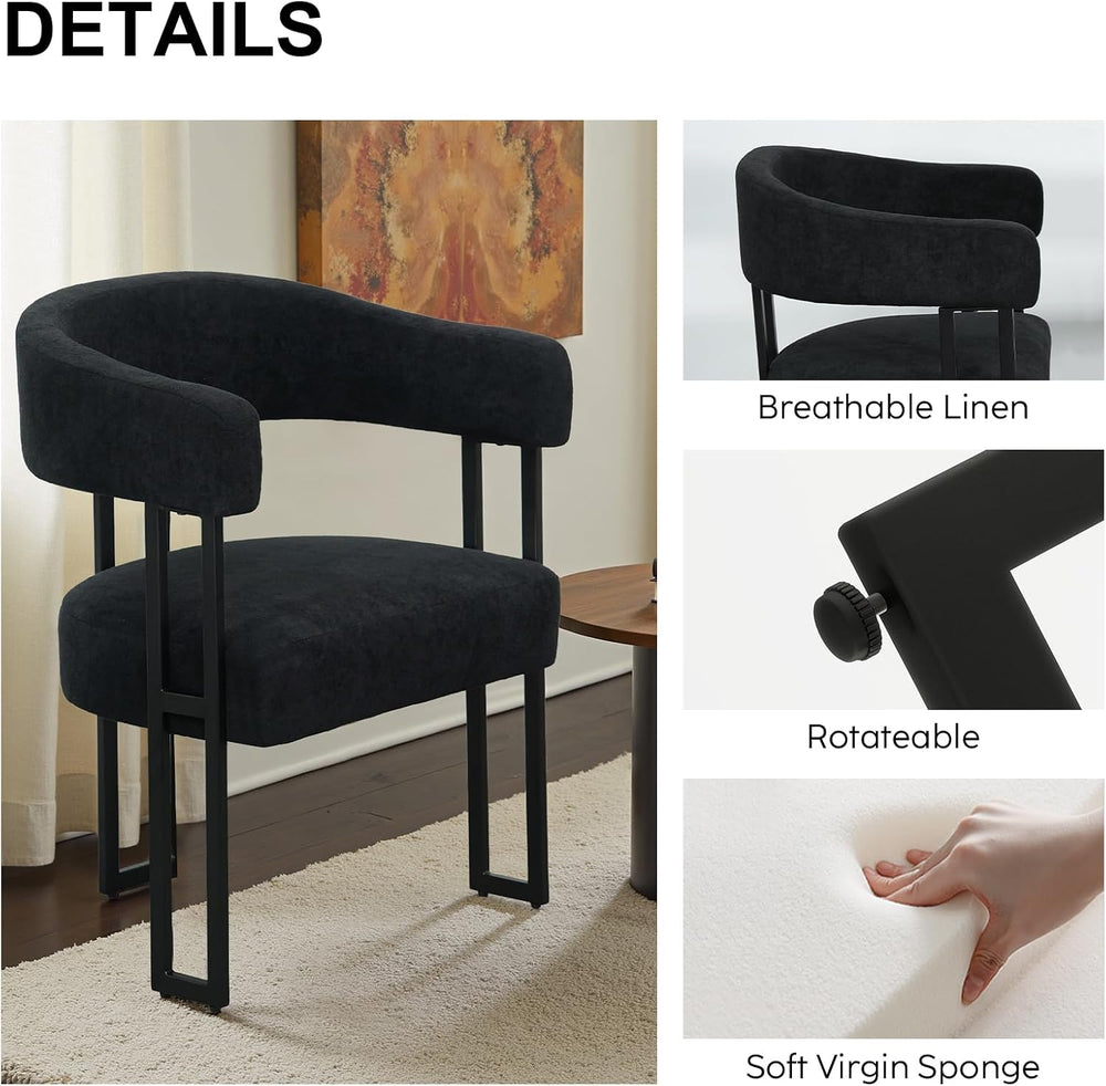 Dining Chairs Set of 2, Boucle Upholstered Kitchen Chairs with Metal Leg | El...