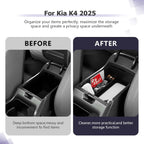 LUWU 2025 K4 KIA Center Console Organizer Compatible with 2025 Kia K4 LX/LXS/EX/GT-Line/GT-Line Turbo Accessories Armrest Console Organizer Armrest Insert Tray 2025 Kia K4 Black-Trim