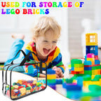 8 Packs Large Toy Storage Bags, Reusable Clear PVC Board Game Storage, Toy Storage Organizer Bags with Zipper for Building Blocks, Puzzle and Handmade Accessories, Clear Toiletry Bag