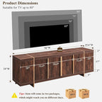 OKD Modern 70" TV Stand,Entertainment Center for TVs Up to 80",TV Console with Storage,Integrated Plinth,Handle-Free Hidden Doors Design,Media Console for Living Room,Bedroom(Dark Walnut)